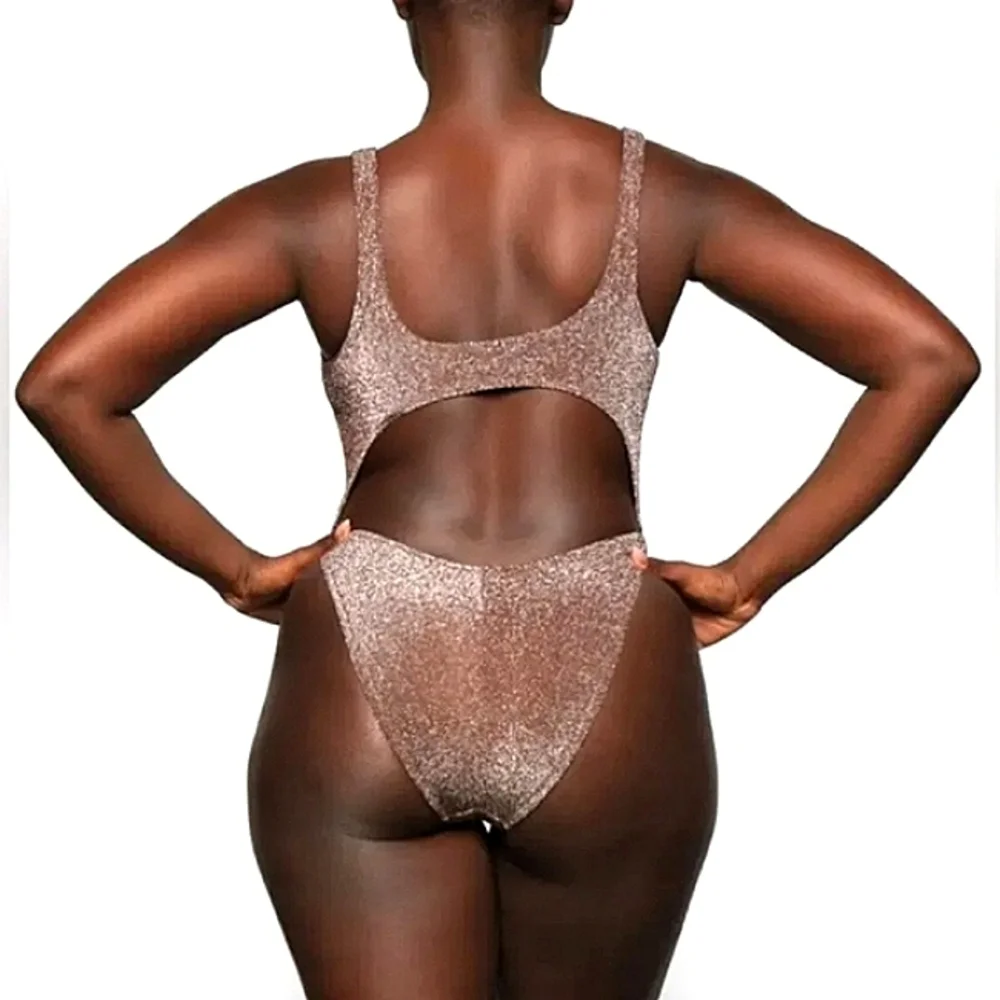 New w/Tags SKIMS Glitter Swim Monokini Cocoa Size 4X